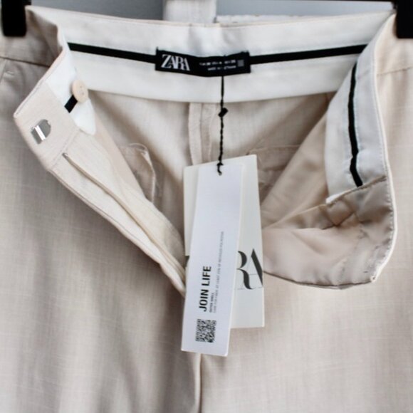 Zara Women's Light Tan Straight Leg Tailored Trouser Pants Size 4 NWT - Picture 5 of 7